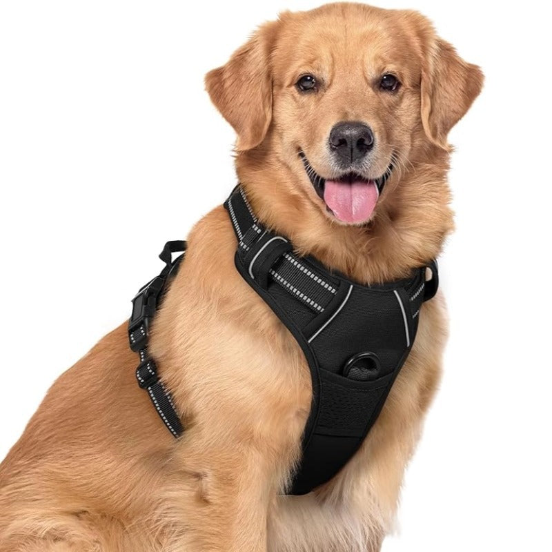 No Pull Pet Vest Harness for Large Dogs with 2 Leash Clips
