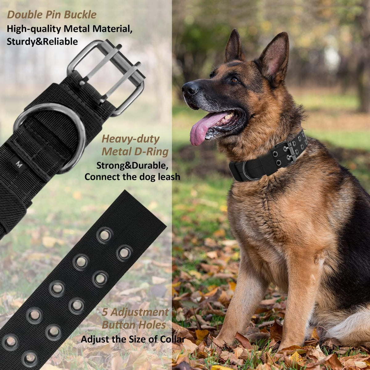 Heavy-Duty Metal Pin Buckle Padded Collar