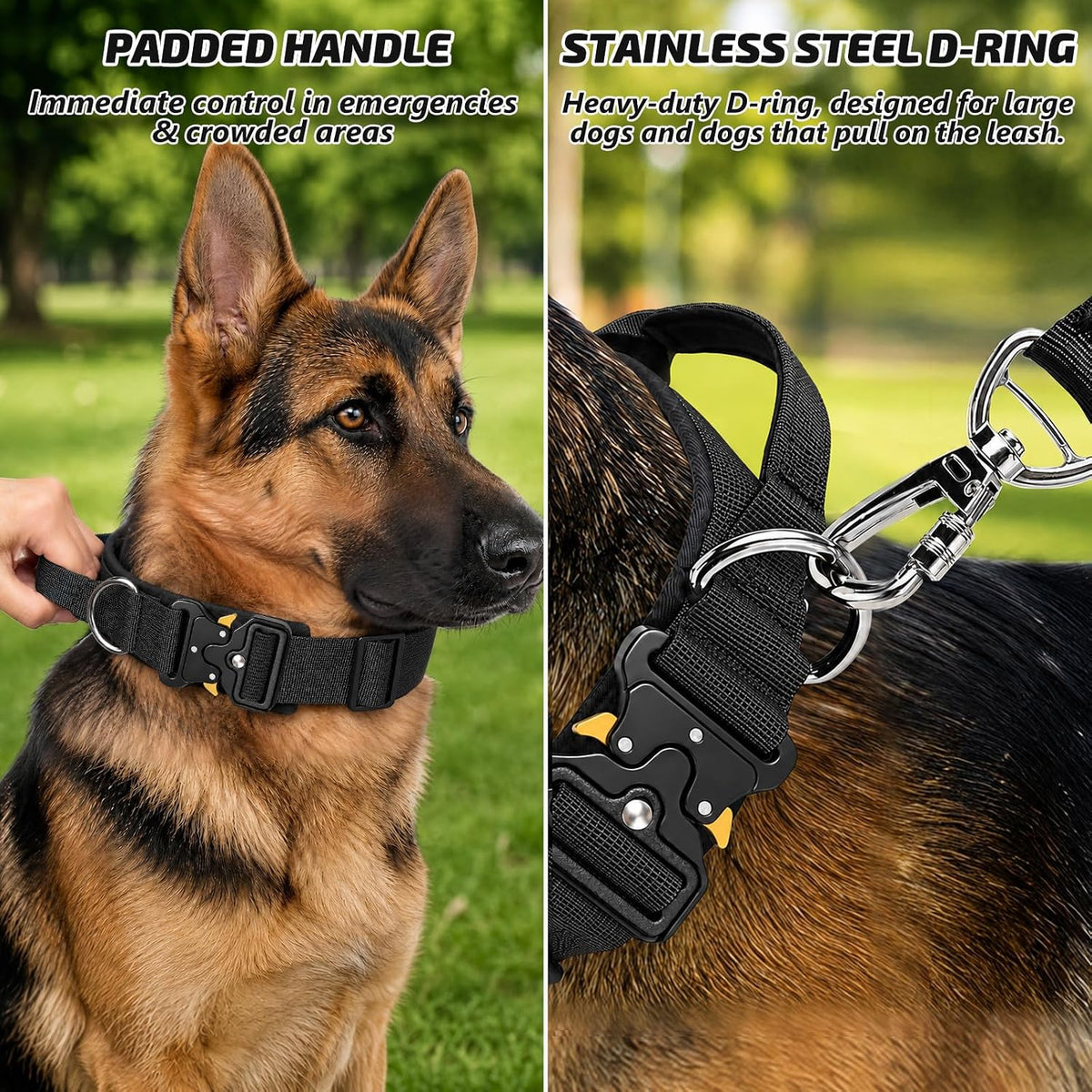 Tactical Dog Collar for Medium Large Dogs with Handle