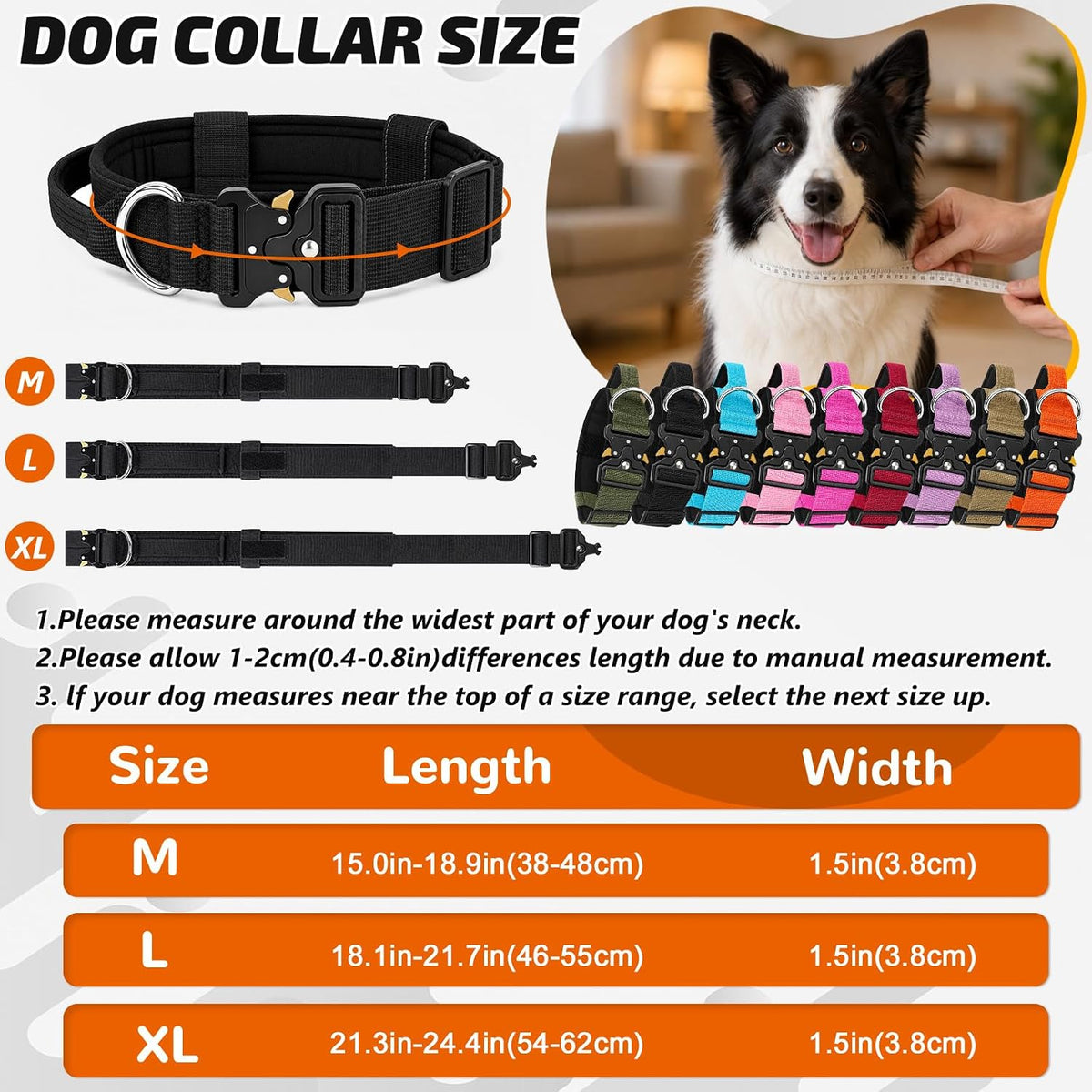 Tactical Dog Collar for Medium Large Dogs with Handle