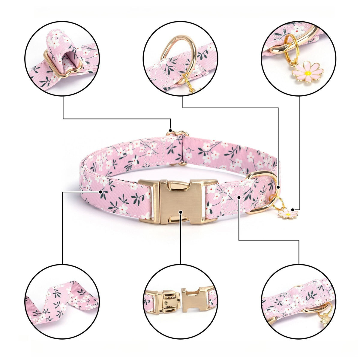 Fresh floral adjustable pet collar