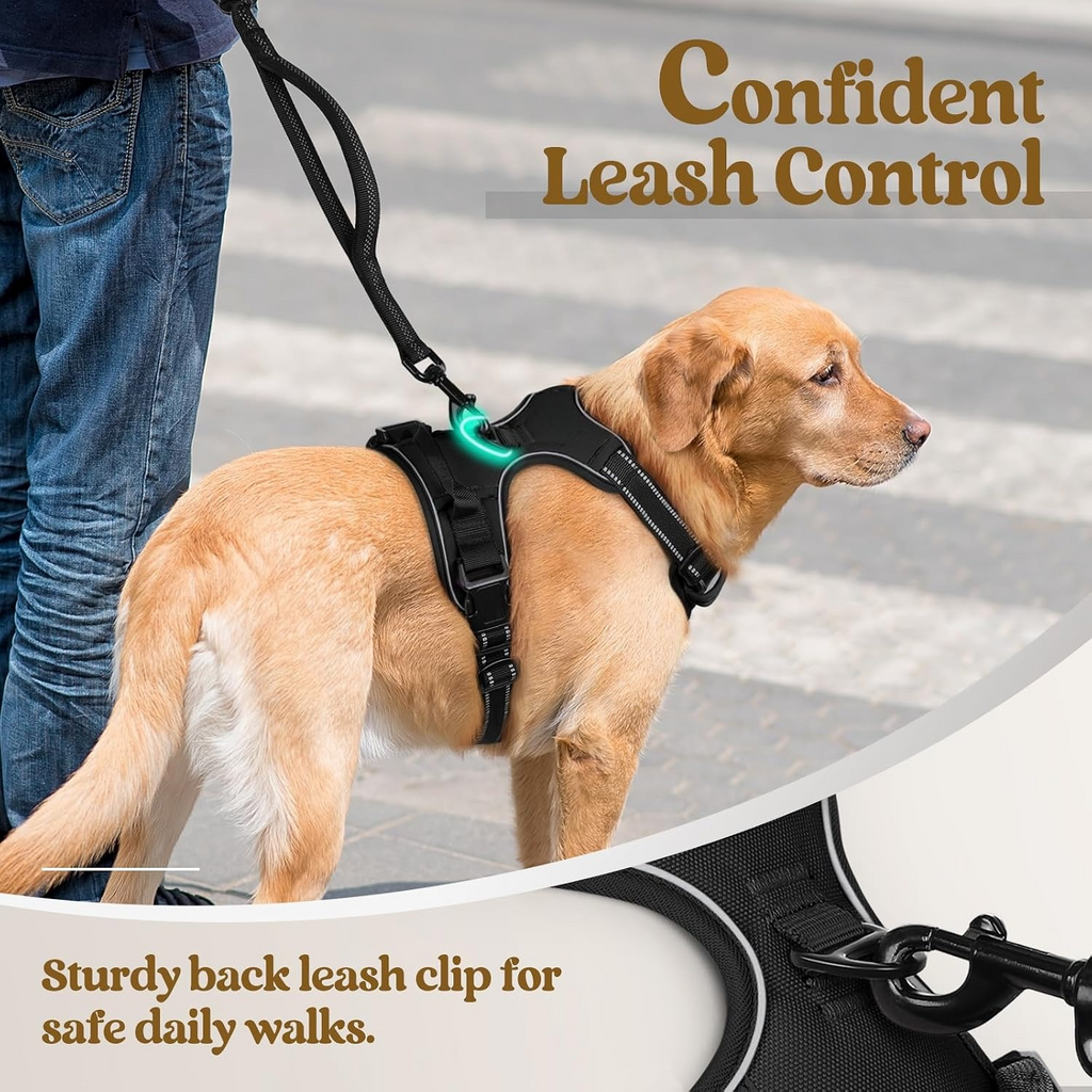 No Pull Pet Vest Harness for Large Dogs with 2 Leash Clips