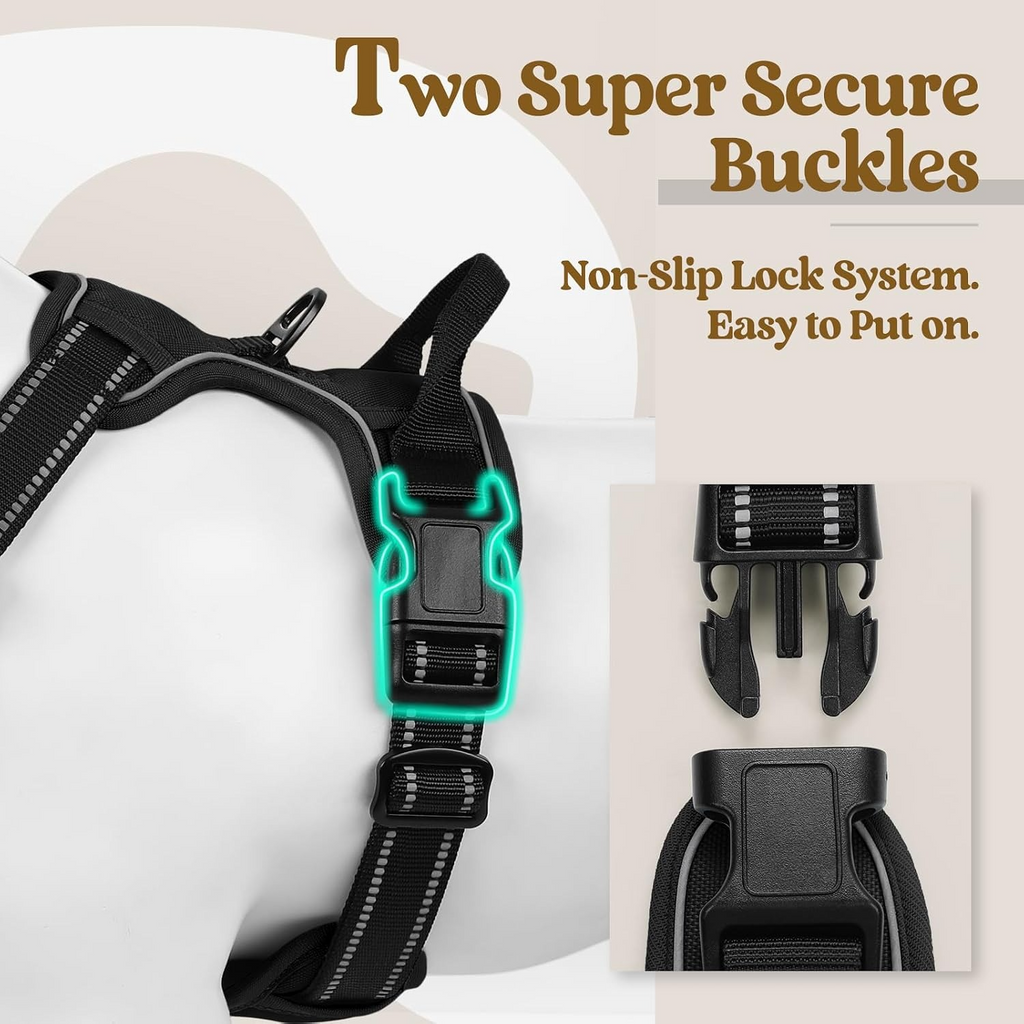 No Pull Pet Vest Harness for Large Dogs with 2 Leash Clips