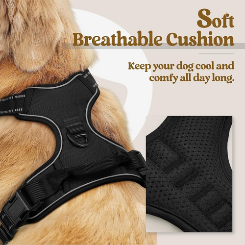 No Pull Pet Vest Harness for Large Dogs with 2 Leash Clips