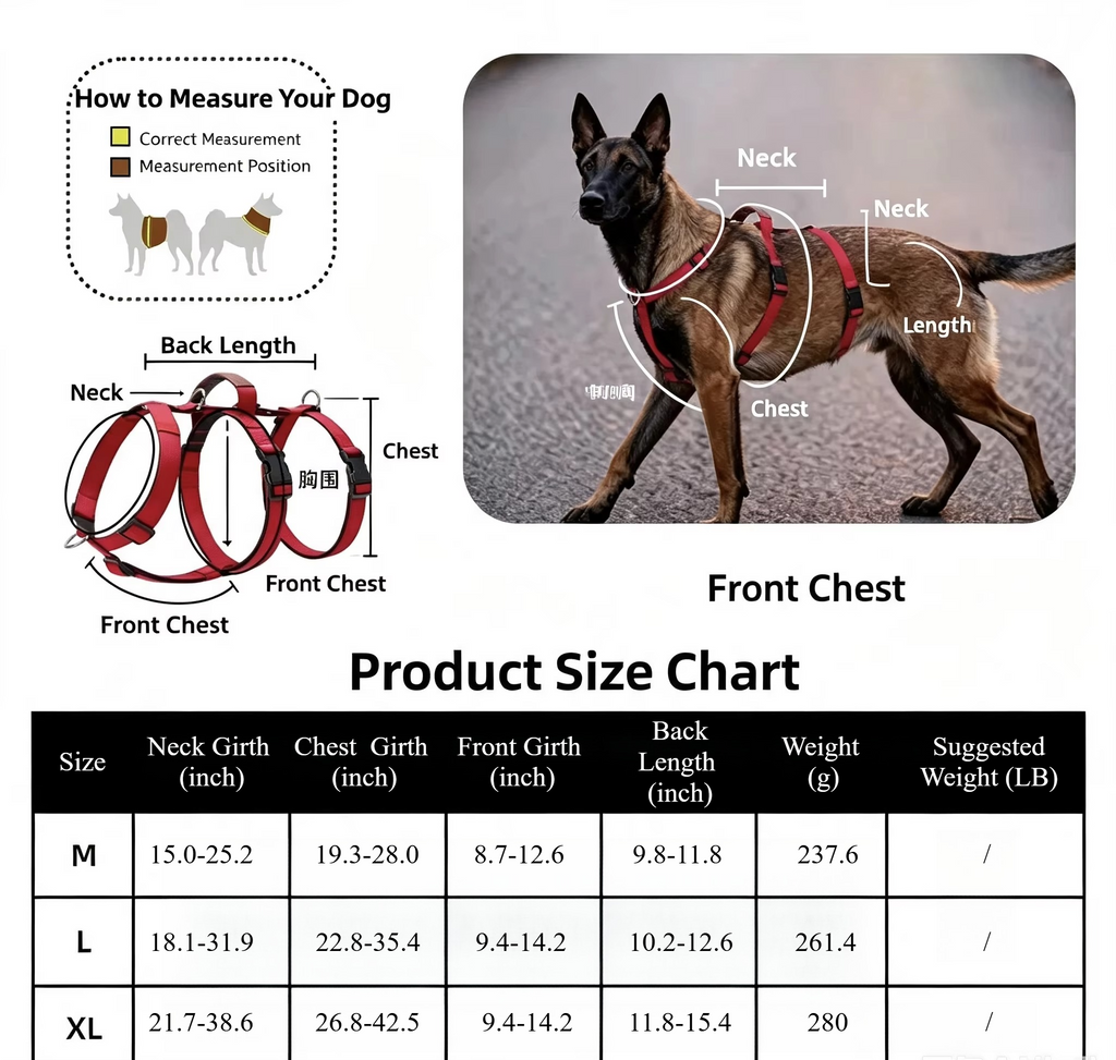 Leather Handle Multi-Point No-Pull Dog Harness